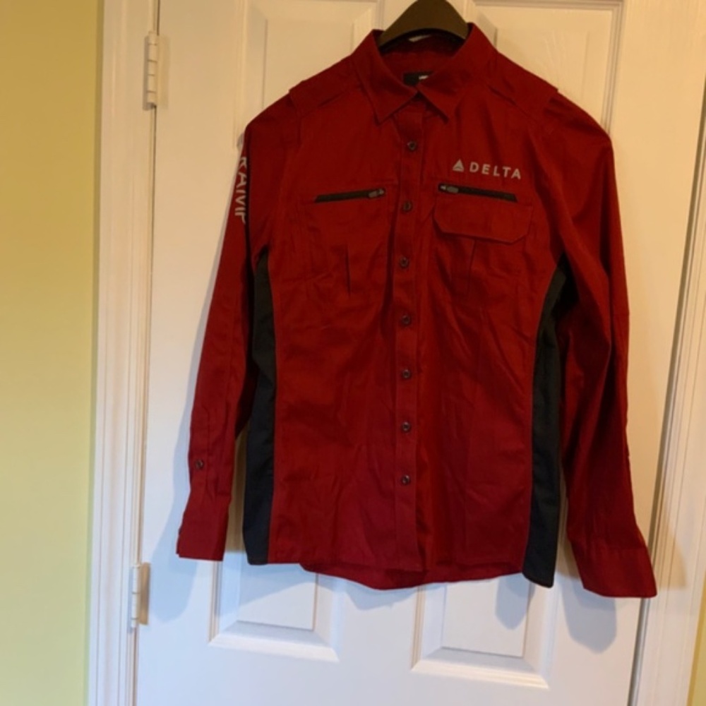 Delta Airlines Lands’ End Shirt Ramp Button Long Sleeve Size Small(6-8)